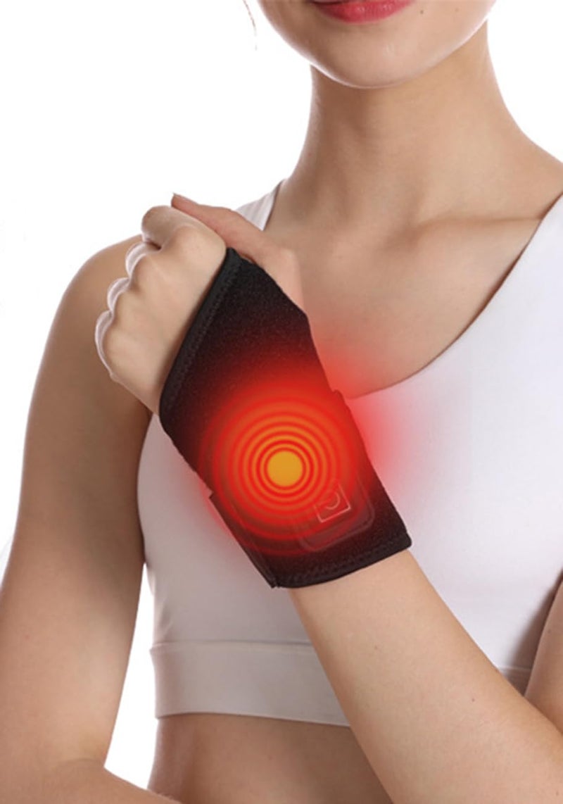 1Pcs Heated Wrist Support Brace Heating Pad Wrap USB Heated Wrist Warmer Support Adjustable Compression Hand Wraps Brace Physical Therapy Pain Relief for Arthritis Tendonitis Carpal Tunnel Women Men
